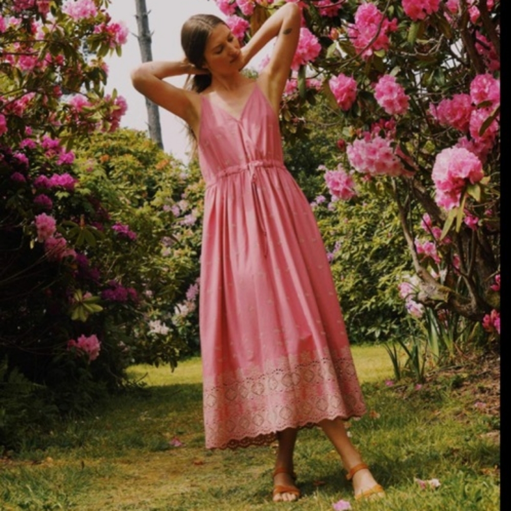 Christy Dawn Pink Lace Trim Dress